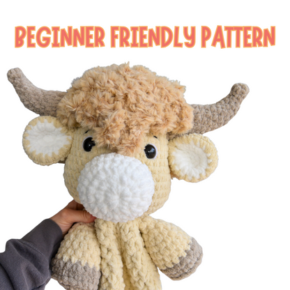 Highland Cow Crochet Animal Pattern PDF Tutorial for Beginners