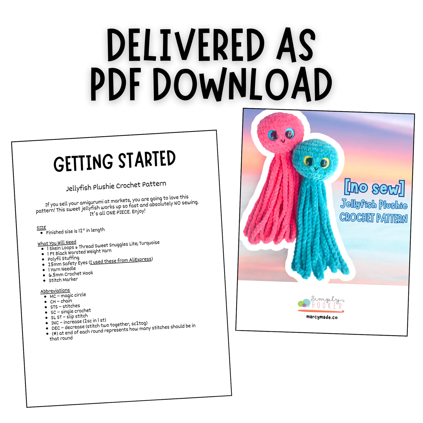 NO SEW Jellyfish Crochet Pattern Instant PDF Download