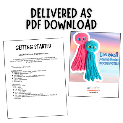 NO SEW Jellyfish Crochet Pattern Instant PDF Download