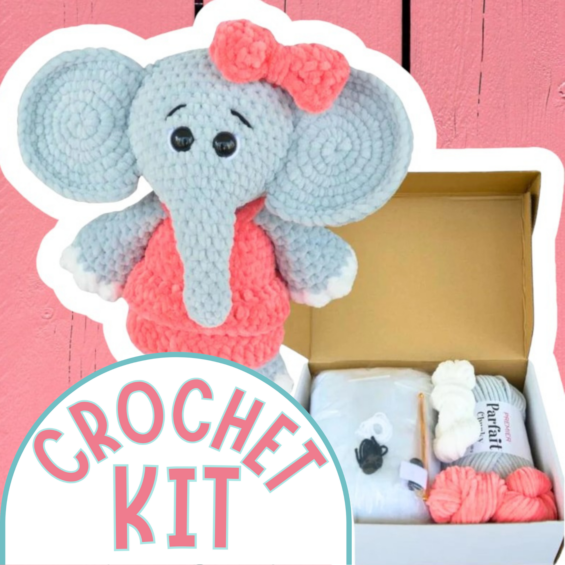 crochet elephant kit