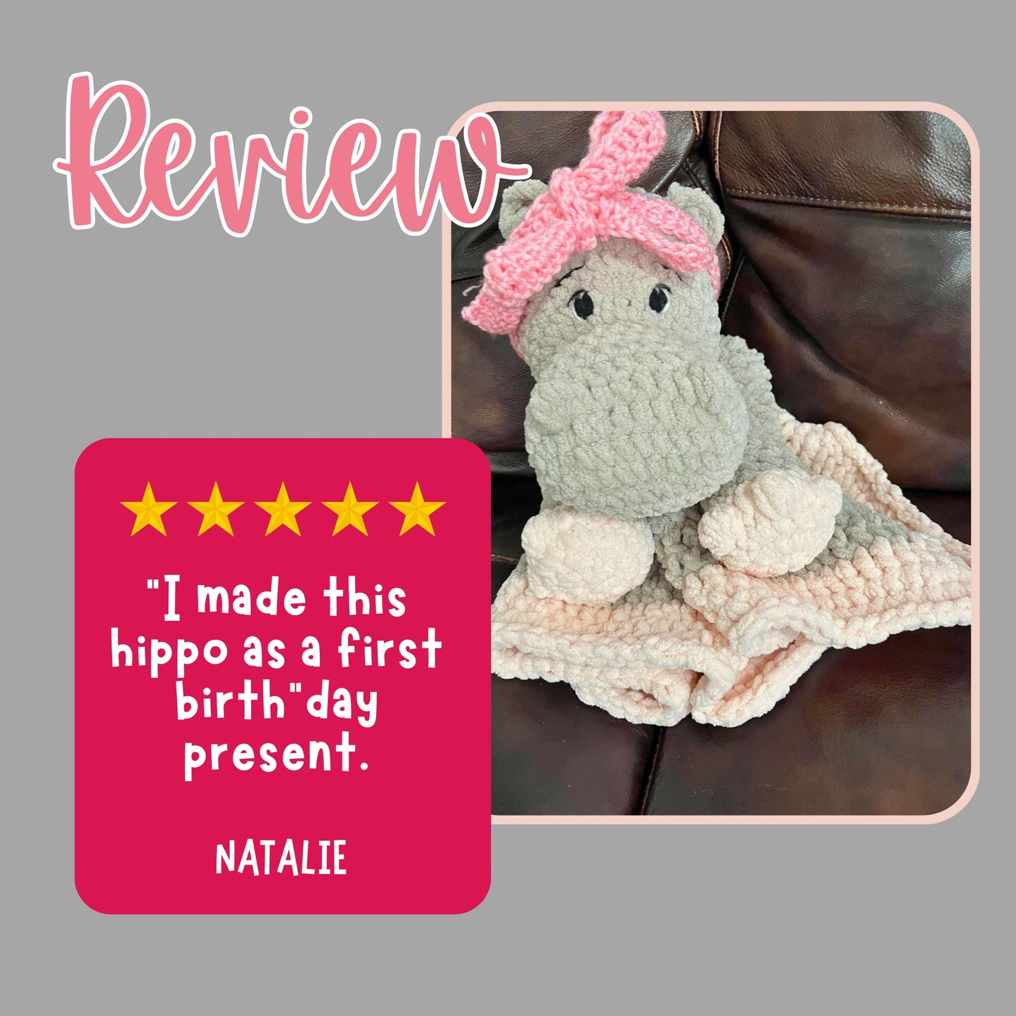 Baby Blanket Crochet Pattern With Hippo PDF