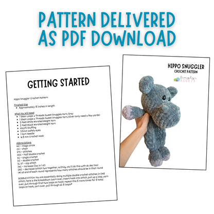 Hippo Snuggler Crochet Pattern For Beginners PDF Tutorial