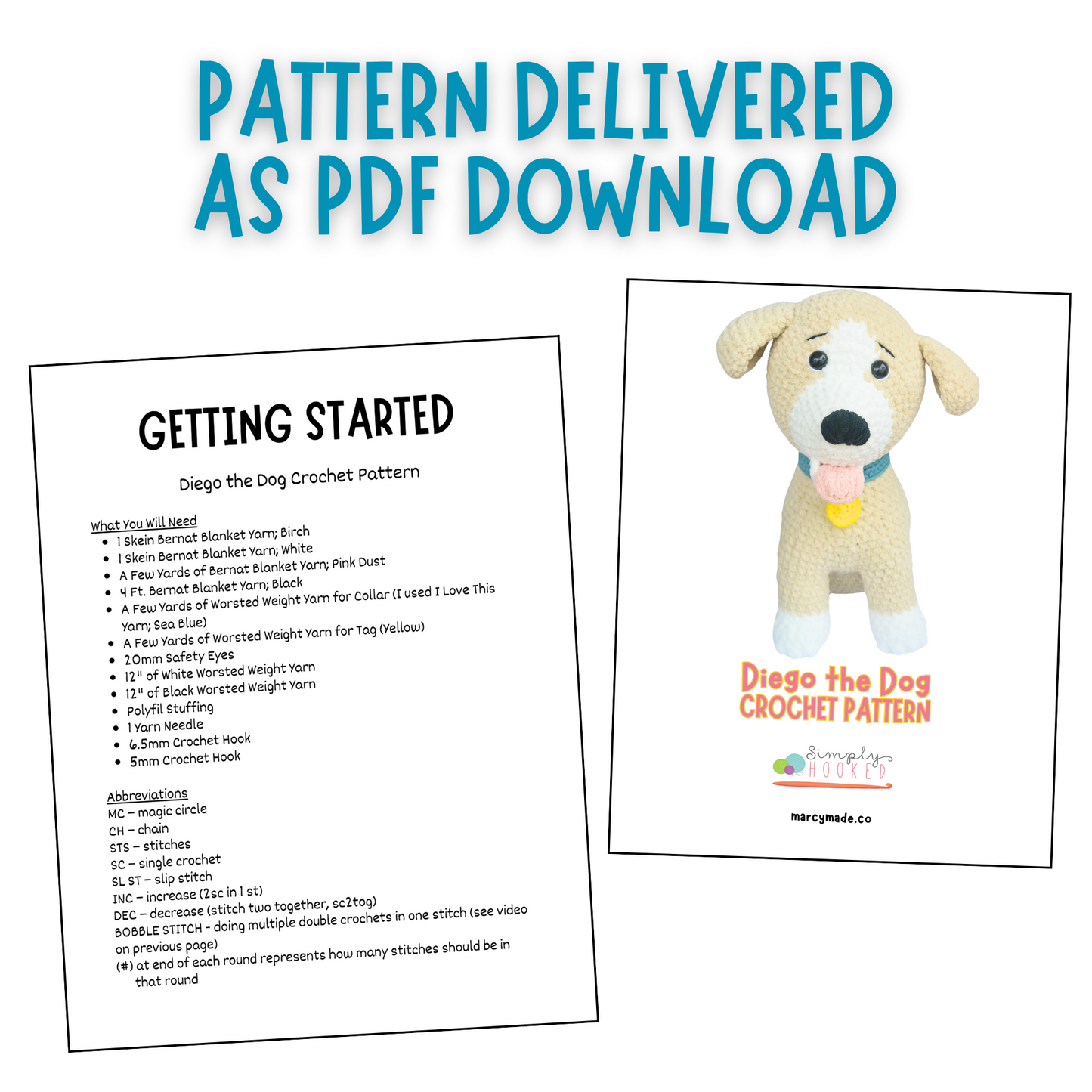 Crochet Dog Pattern PDF Tutorial for Beginners