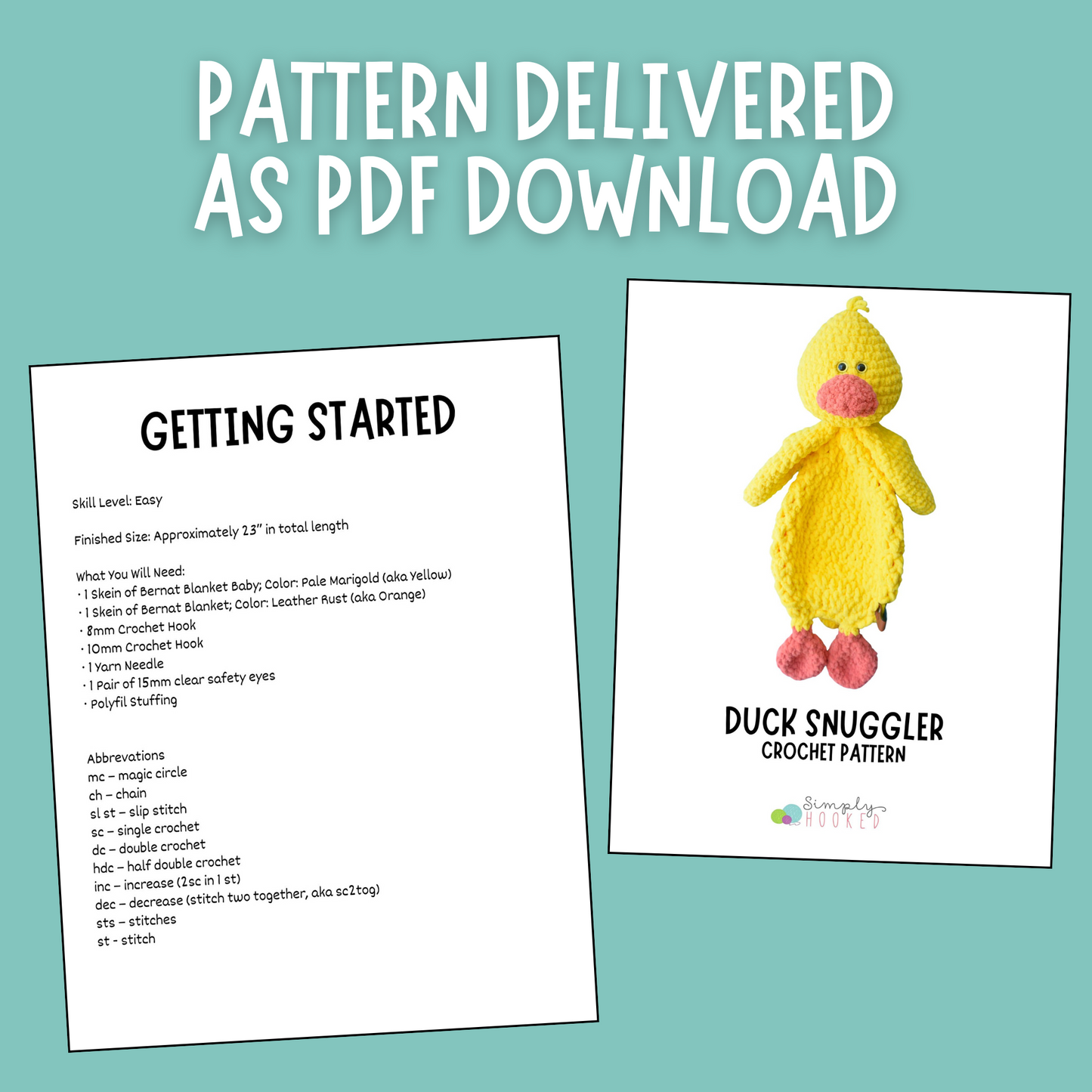 Duck Snuggler Crochet Pattern For Beginners PDF Download