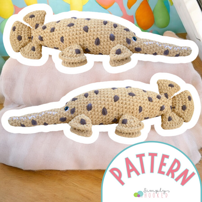 Spotted Gar Fish Crochet Animal Pattern PDF Tutorial for Beginners