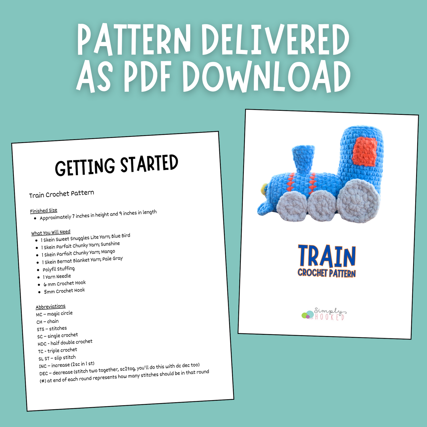 Crochet Train Pattern Instant PDF Download