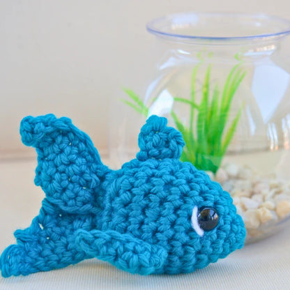 Crocheted Pet Fish with Bowl, Seaweed and Gravel | Desktop Aquarium Display